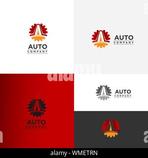 abstract symbol Gear Logo Letter A. auto company template logo design. Stock Vector