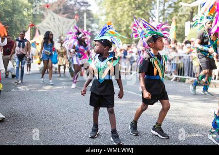 Leeds West Indian Carnival 2019 The Leeds Carnival, also called the Leeds West Indian Carnival or the Chapeltown Carnival, is one of the longest runni Stock Photo