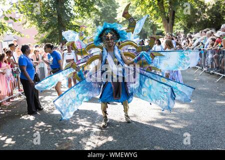 Leeds West Indian Carnival 2019 The Leeds Carnival, also called the Leeds West Indian Carnival or the Chapeltown Carnival, is one of the longest runni Stock Photo