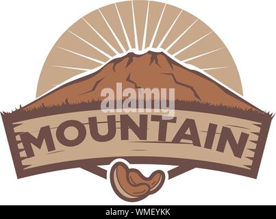 Mountain or hill or Peak logo design vector. Camp or adventure icon, Landscape symbol and can be used for travel and tourist brands. Minimalist style Stock Vector