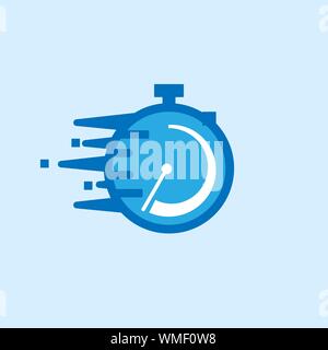 timer icon, isolated, white on the blue background. Exclusive Symbols Stock Vector