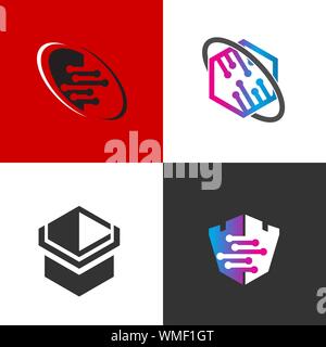 logo set of business and technology logo - vector Stock Vector