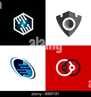 logo set of business and technology logo - vector Stock Vector