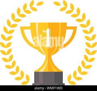 Trophy cup, award, vector icon in flat style Stock Vector