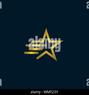 Gold Star Logo Vector in elegant Style with dark blue Background Stock Vector