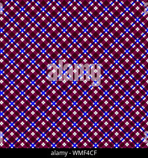 Purple plum seamless tartan diagonal design pattern with white and blue clean strokes Stock Photo