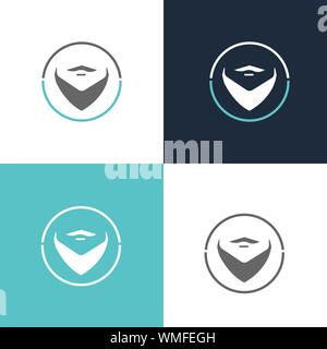 Line Drawing Bearded Man Logo For Business. Isolated In Shape. People WIth Beard. Modern Design. Flat Logo. Beard Icon. Vector Illustration Stock Vector