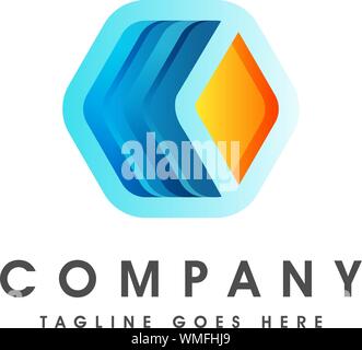 Logo of a stylized and colorful hexagonal shape built with polygons. This logo is suitable for many purpose as corporate identity, mobile and technolo Stock Vector
