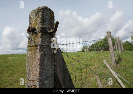 old wire mesh fence, schwaebisch hall, hohenlohe region, baden-wuerttemberg, heilbronn-franconia, germany Stock Photo