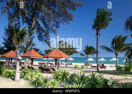 Beach promenade near Saigon Ninh Chu Resort, Phan Rang Beach, south china sea, Ninh Thuan, Vietnam Stock Photo