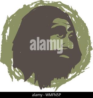 vector logo caveman head, ancient human illustration for vintage logo Stock Vector