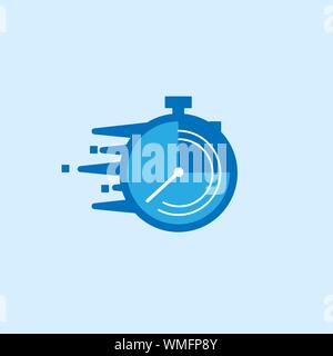 timer icon, isolated, white on the blue background. Exclusive Symbols Stock Vector