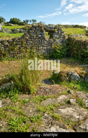 Remaims of building of 'Carn Euny' Iron Age settlement Stock Photo