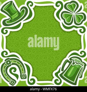 Vector frame for St. Patrick's Day, poster for congratulation text on shamrock background. Stock Vector