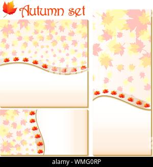 Set of autumn banners and backgrounds, vector illustration Stock Vector