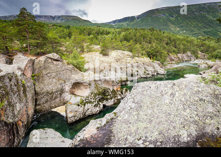 Magalaupet gorge of river Driva in Oppdal municipality in Trondelag, Norway, Scandinavia Stock Photo