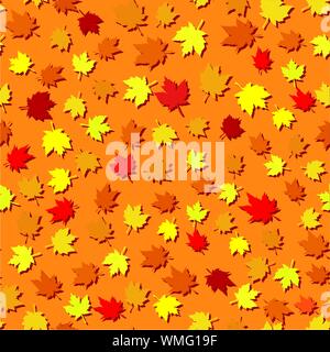Autumn seamless background with maple leaves, vector illustration Stock Vector