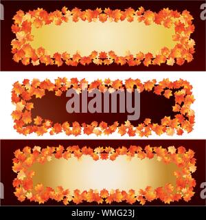 Autumn banners with maple leaves, part 1, vector illustration Stock Vector