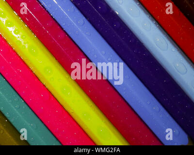 Abstract composition of a set wooden colour pencils Stock Photo