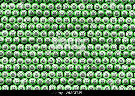 Green power Energy efficient rechargeable batteries to conserve power Stock Photo