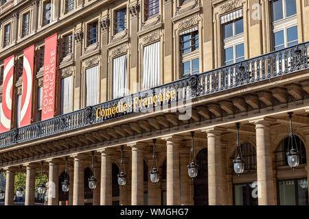 Facade of The Comedie Francaise in Paris Stock Photo