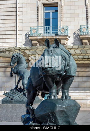 Rhinoceros statue in front of museum d'Orsay in Paris Stock Photo