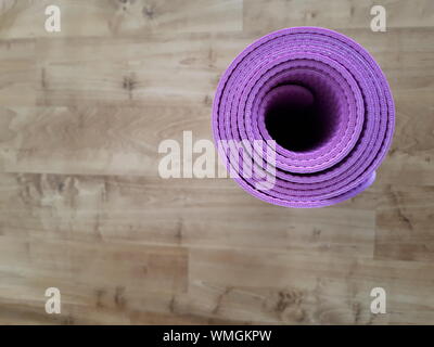 Exercise Mat On Wood Floor Stock Photo 244811408 Alamy