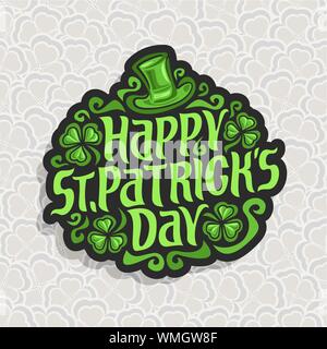 Vector abstract logo for St. Patrick's Day on shamrock background. Stock Vector