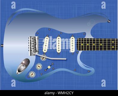 Blue Grunge Guitar Stock Vector