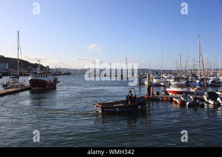 Travel & Yachting - Scenic View across fishing town of Brixham Harbour,Devon, south-west England. August 2019. Stock Photo