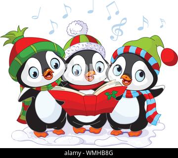 Christmas carolers penguins Stock Vector