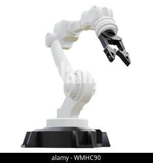 Robotic arm on white background. 3d rendering. Stock Photo