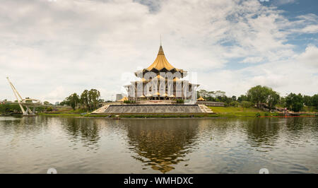 Panorama of the New Sarawak State Legislative Assembly Building, Kuching, Malaysia Stock Photo