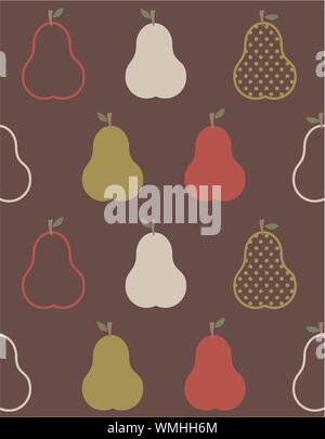 Retro colorful pears pattern Stock Vector