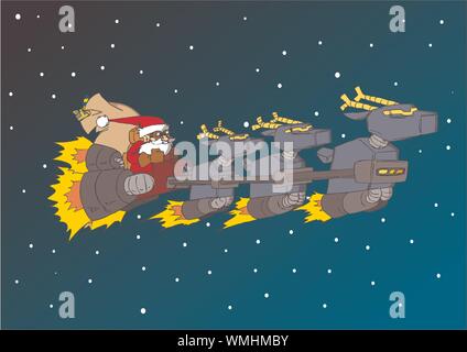 Christmas Series: Santa in his deer sled Stock Vector