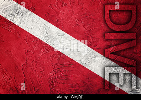 Vintage style scuba flag. Diver down flag Stock Photo