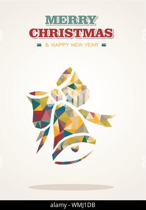 Merry Christmas contemporary triangle greeting card Stock Vector