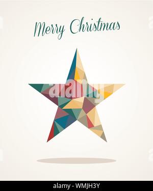 Merry Christmas contemporary triangle star greeting card Stock Vector