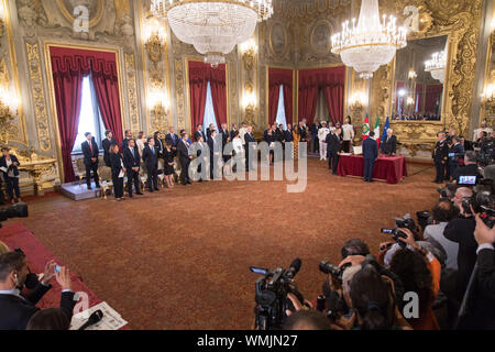 Roma, Italy. 05th Sep, 2019. Ceremony of the oath of the 'Count-Bis' government, at Ballroom of Quirinale Palace, on 5 September 2019 (Photo by Matteo Nardone/Pacific Press) Credit: Pacific Press Agency/Alamy Live News Stock Photo