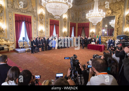 Roma, Italy. 05th Sep, 2019. Ceremony of the oath of the 'Count-Bis' government, at Ballroom of Quirinale Palace, on 5 September 2019 (Photo by Matteo Nardone/Pacific Press) Credit: Pacific Press Agency/Alamy Live News Stock Photo