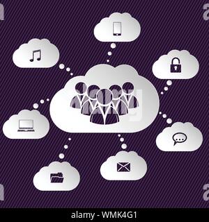 Cloud network representation with speech bubbles Stock Vector