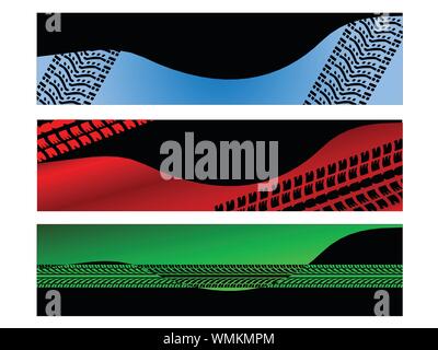 Banner with tire treads Stock Vector