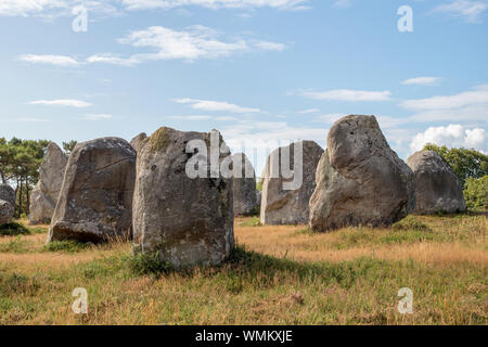 Alignments of Kermario - rows of menhirs in Carnac, Brittany, department Morbihan, France Stock Photo