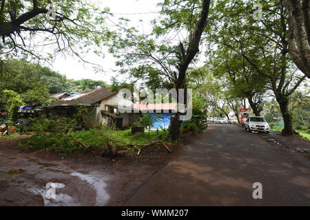 Lower Aguada Fort and Sinquerim Beach approach road. Bardez, North Goa, India. Stock Photo