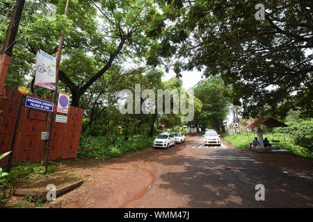 Lower Aguada Fort and Sinquerim Beach approach road. Bardez, North Goa, India. Stock Photo