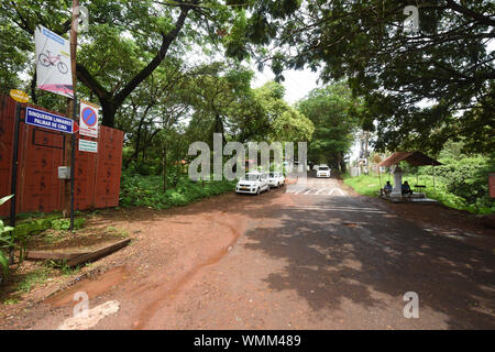 Lower Aguada Fort and Sinquerim Beach approach road. Bardez, North Goa, India. Stock Photo