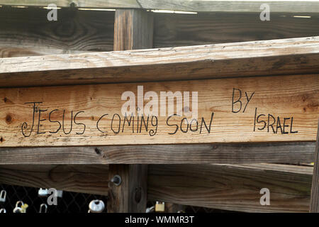 'Jesus coming soon' message on bridge in USA Stock Photo