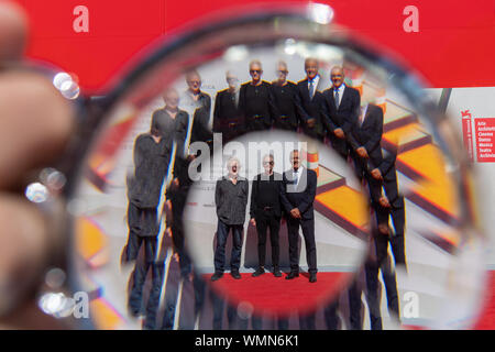 VENICE, Italy. 05th Sep, 2019. Jeremy Thomas, David Cronenberg and Alberto Barbera attend the red carpet for the screening of Crash during the 76th Venice Film Festival at Sala Giardino on September 05, 2019 in Venice, Italy. Credit: Roberto Ricciuti/Awakening/Alamy Live News Stock Photo