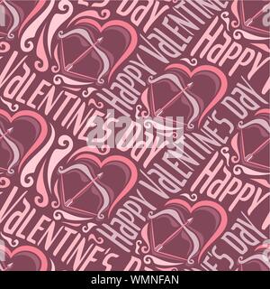 Vector seamless pattern for Happy Valentine's Day: arrow and bow in heart on wrapping paper for gift. Stock Vector