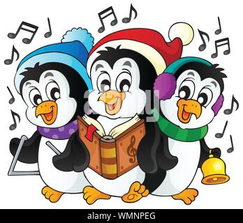Christmas penguins theme image 1 Stock Vector